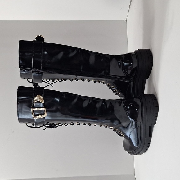 Gianni Bini Black Sky Scraper Whimsigoth Lug Sole Punk Platform Boots Size 7.5 - Picture 8 of 13